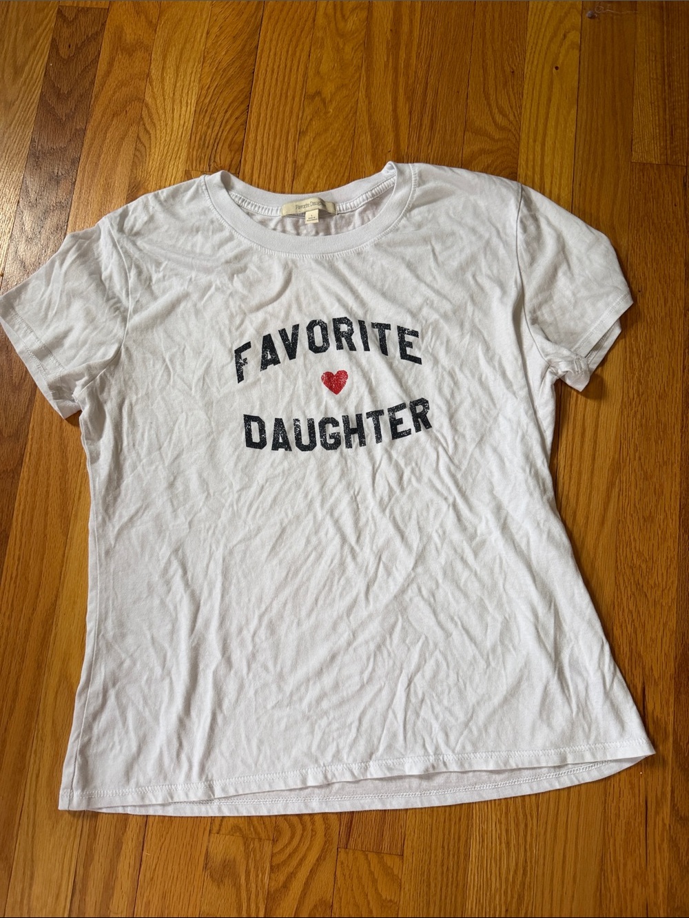 Favorite Daughter White Graphic Tee with Red Heart
